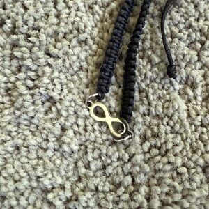 Black Cord Bracelet with Silver Infinity Charm